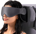 Travel Pillow, Airplane Neck Pillow with 3D Eye Mask for Sleeping, round Edge Plane Head Strap 360°Headrest Support for Long Flight, Stop Bobblehead, Travel Essential for Car Road Trip Grey